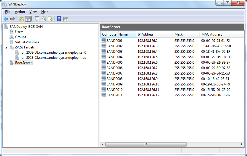 SANDeploy Server Management Console