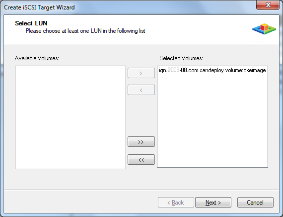 SANDeploy iSCSI SAN iSCSI Boot Target Create Target 2