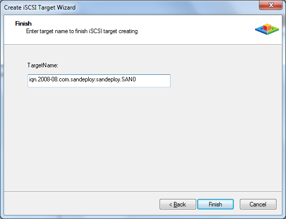 SANDeploy iSCSI SAN iSCSI Boot Target Create Target 4