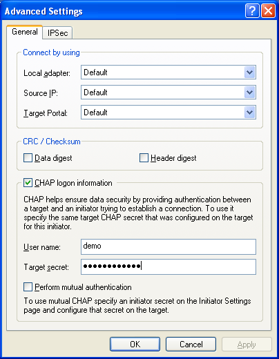 SANDeploy iSCSI SAN iSCSI Boot Target Log on with MS Initiator 5 1