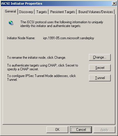SANDeploy iSCSI SAN iSCSI Boot Target Log on with MS Initiator 1