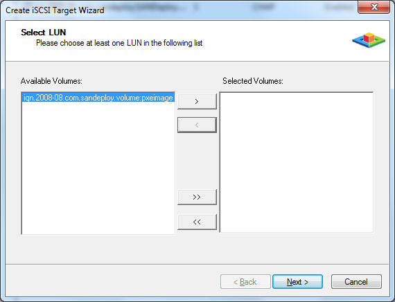 SANDeploy iSCSI SAN iSCSI Boot Target Create Target 1