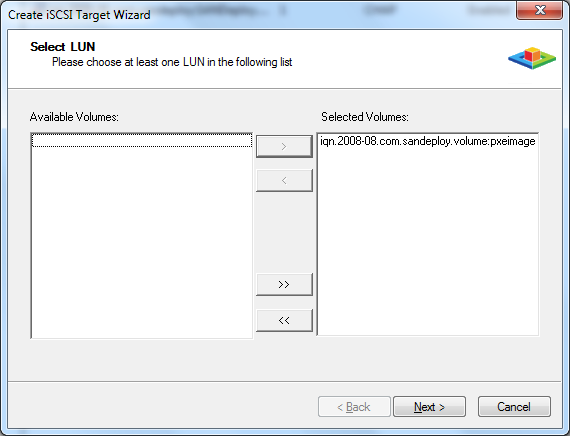 SANDeploy iSCSI SAN iSCSI Boot Target Create Target 2