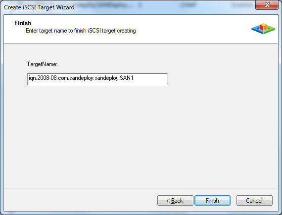 SANDeploy iSCSI SAN iSCSI Boot Target Create Target 4